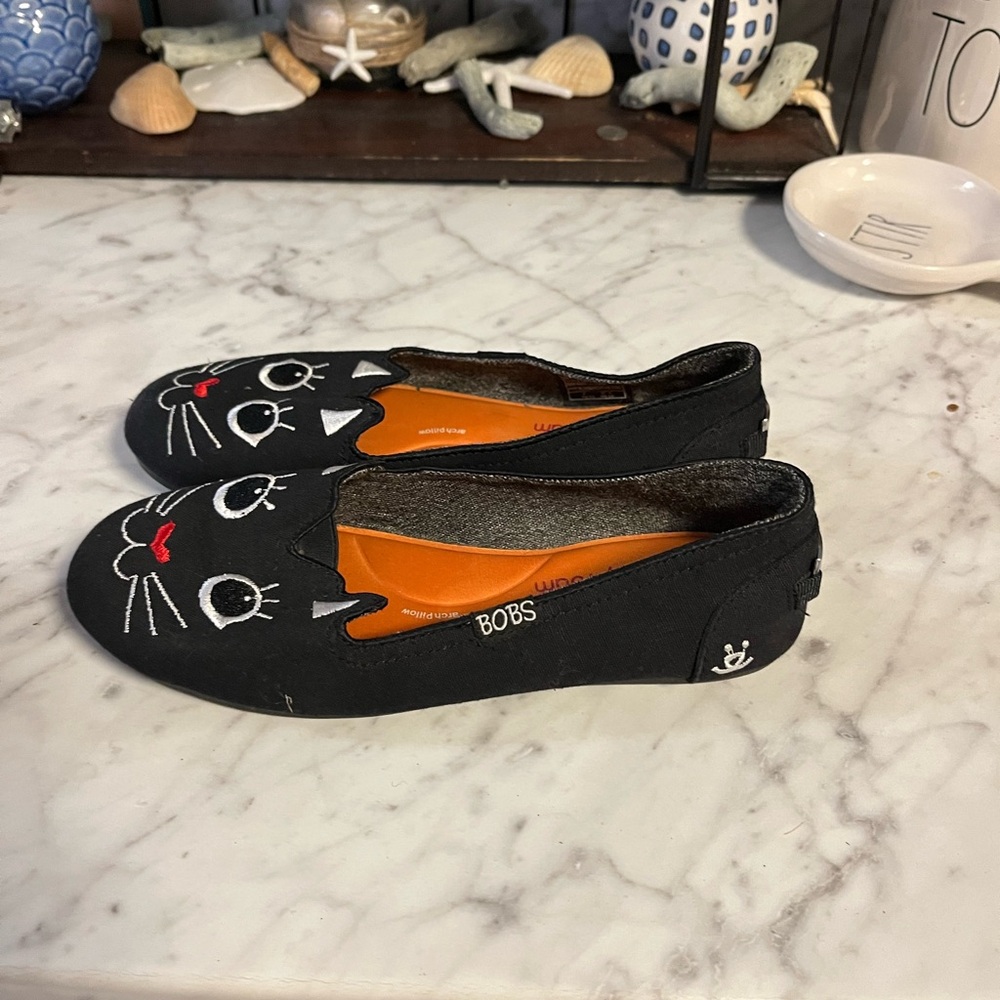 Skechers BOBS Black Cat Slip-On Shoes - Picture 3 of 8